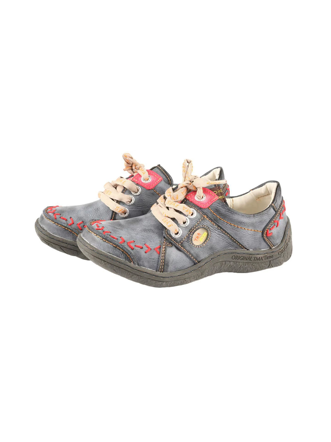 Hand-Stitched Contrast Low-Top Leather Shoes