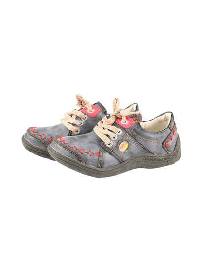 Hand-Stitched Contrast Low-Top Leather Shoes