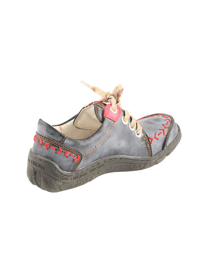 Hand-Stitched Contrast Low-Top Leather Shoes
