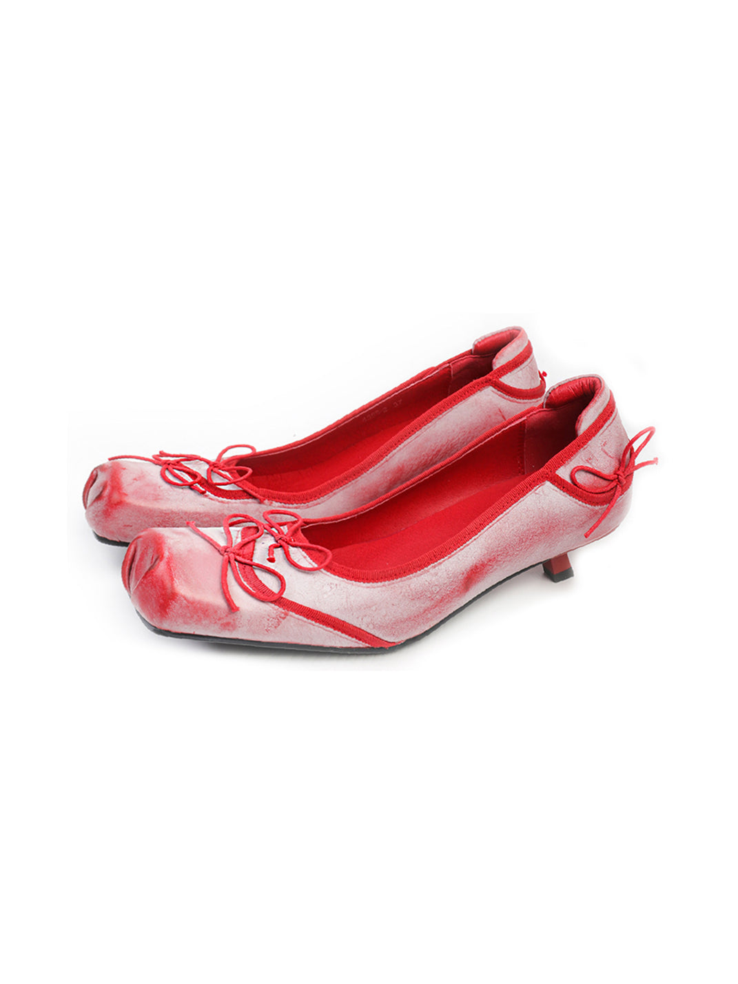Square-Toe Mesh Bow Kitten-Heel Flats