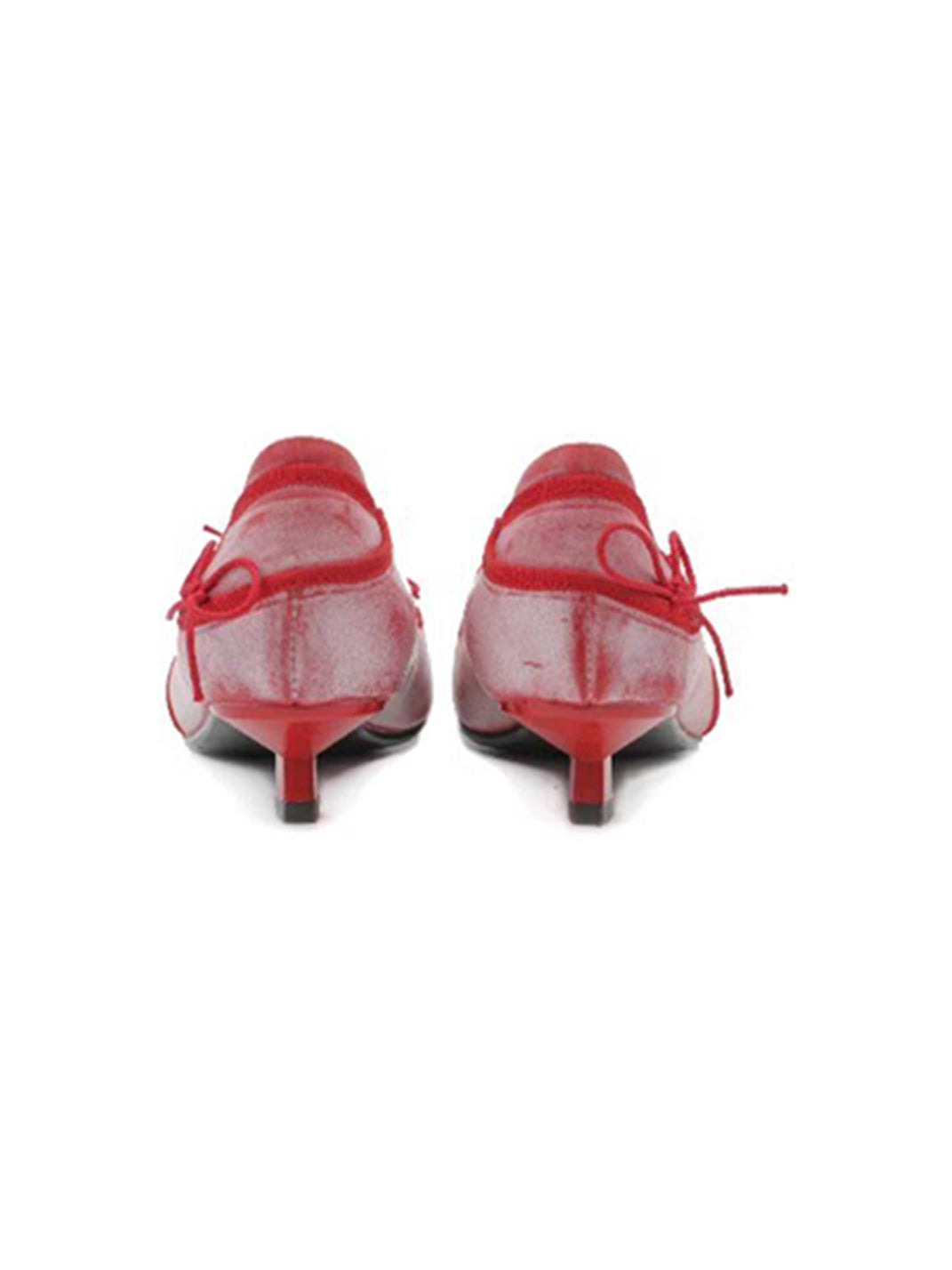 Square-Toe Mesh Bow Kitten-Heel Flats