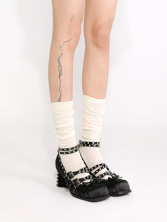 Studded-Strap Spring-Heel Mary Janes