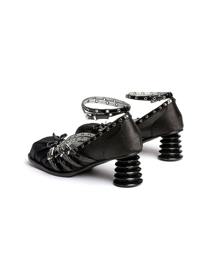 Studded-Strap Spring-Heel Mary Janes