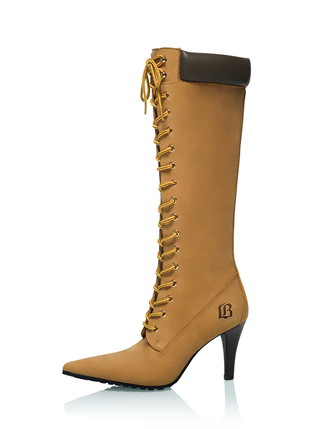 Corset-Lace Pointed Knee-High Boots