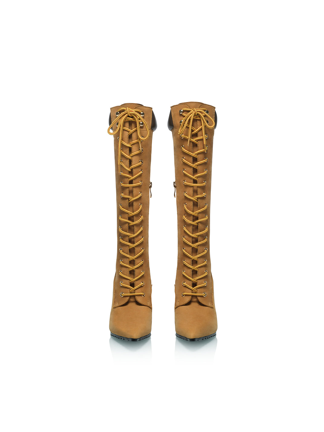 Corset-Lace Pointed Knee-High Boots