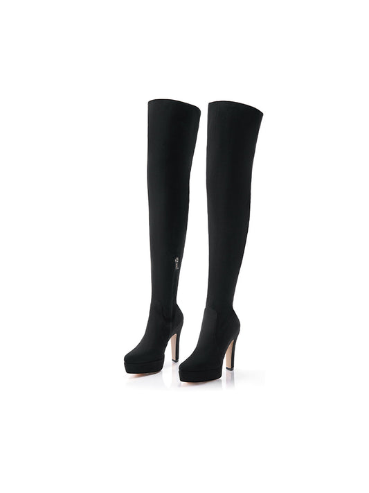 Stretch Suede Over-the-Knee Stiletto Boots