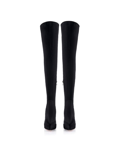 Stretch Suede Over-the-Knee Stiletto Boots