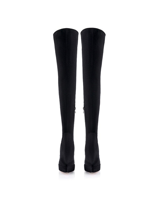 Stretch Suede Over-the-Knee Stiletto Boots