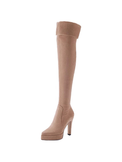 Stretch Suede Over-the-Knee Stiletto Boots