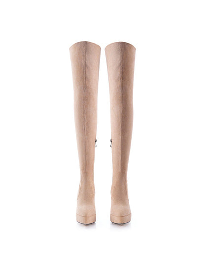 Stretch Suede Over-the-Knee Stiletto Boots