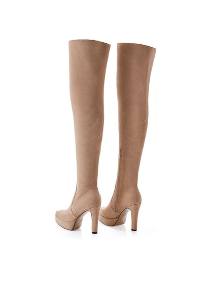 Stretch Suede Over-the-Knee Stiletto Boots