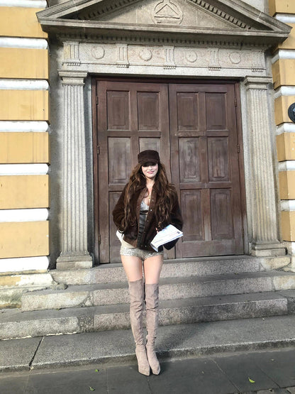 Stretch Suede Over-the-Knee Stiletto Boots