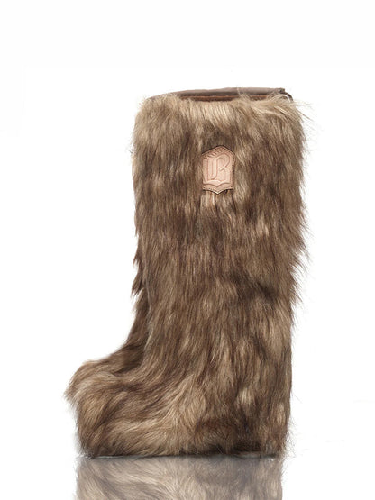 Ombre Faux-Fur Knee-High Boots
