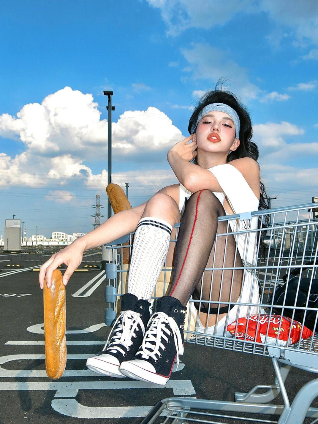 Studded Canvas High-Heel Sneaker Boots