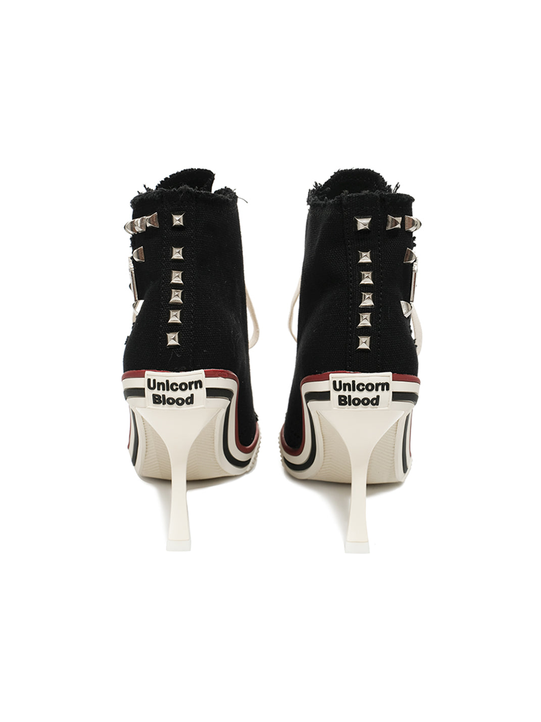 Studded Canvas High-Heel Sneaker Boots