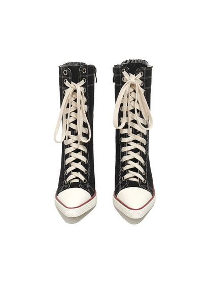 Sporty 8cm Canvas Heel Boots