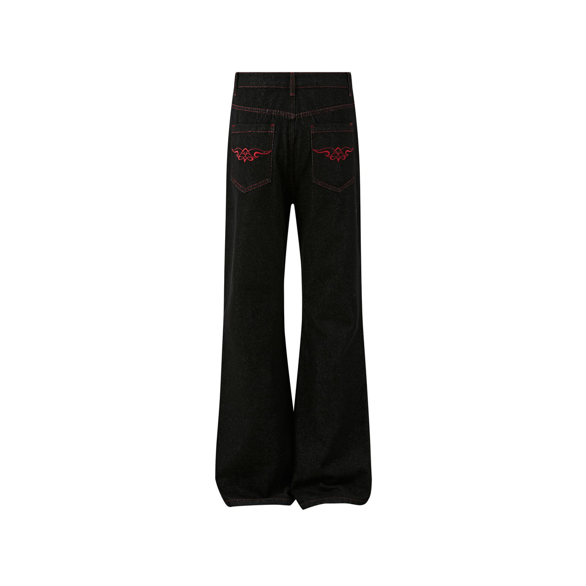 KREATE Contrast Stitched Flared Raw Denim Pants