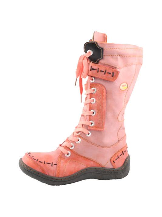 Washed PU Lace-Up Y2K Tall Boots