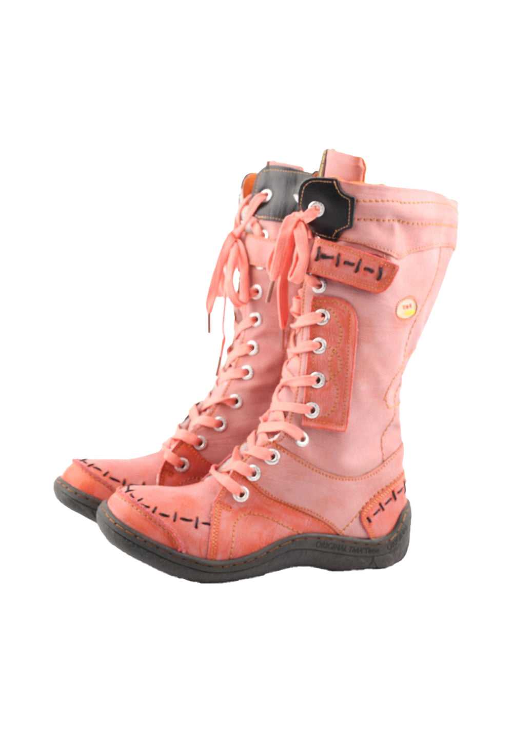 Washed PU Lace-Up Y2K Tall Boots