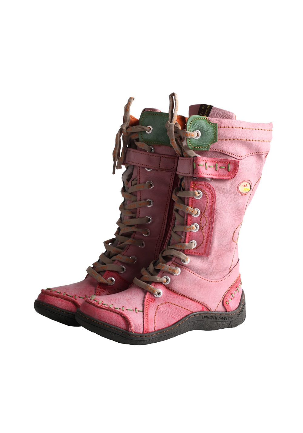 Washed PU Lace-Up Y2K Tall Boots