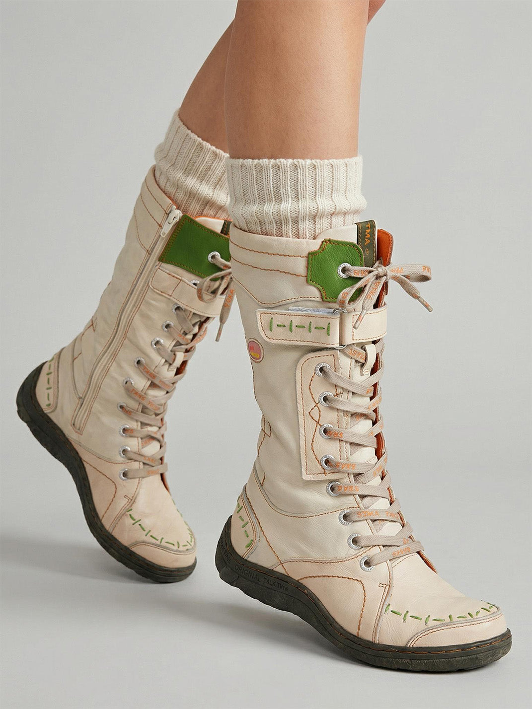 Washed PU Lace-Up Y2K Tall Boots
