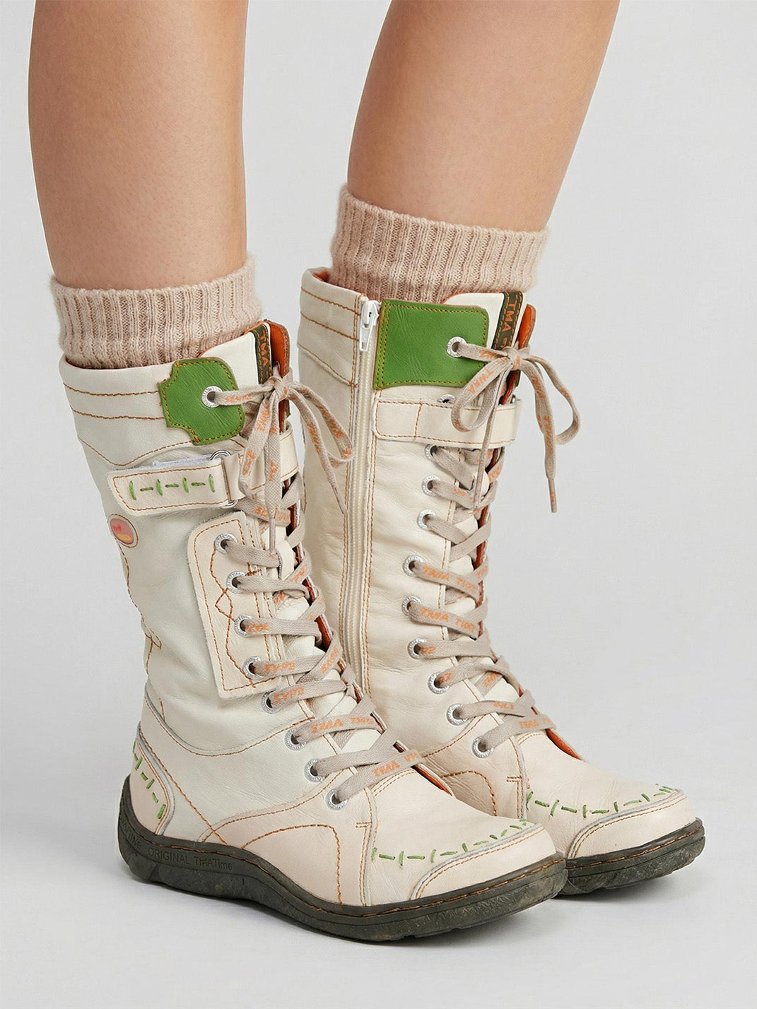 Washed PU Lace-Up Y2K Tall Boots