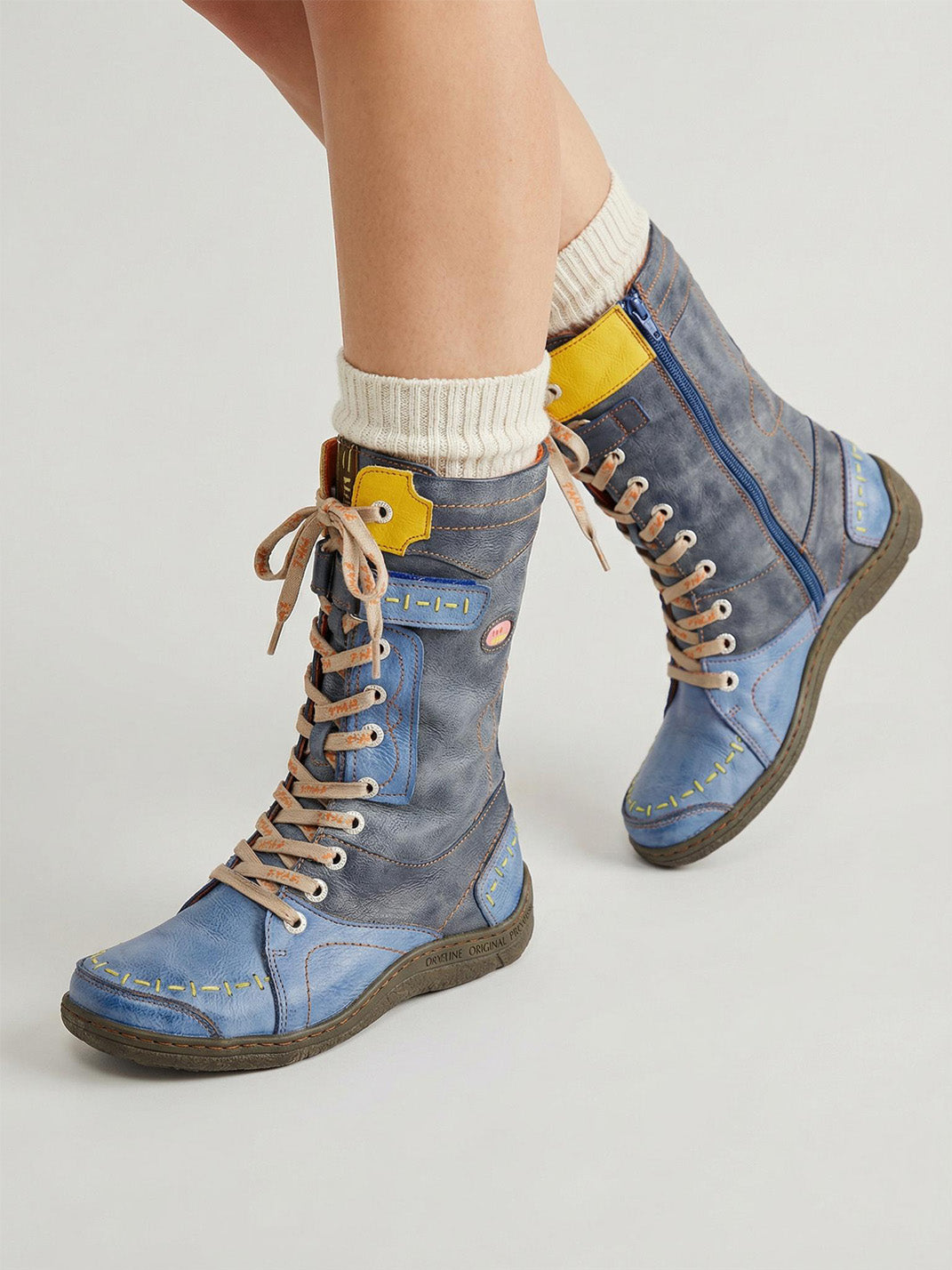 Washed PU Lace-Up Y2K Tall Boots