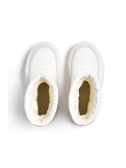 White Padded Mid-Calf Snow Boots