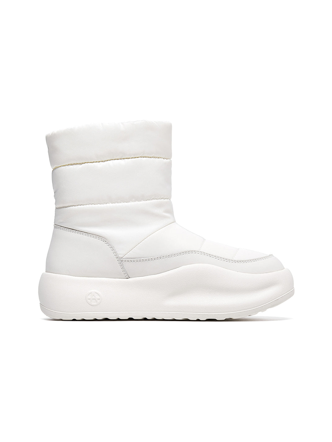 White Padded Mid-Calf Snow Boots