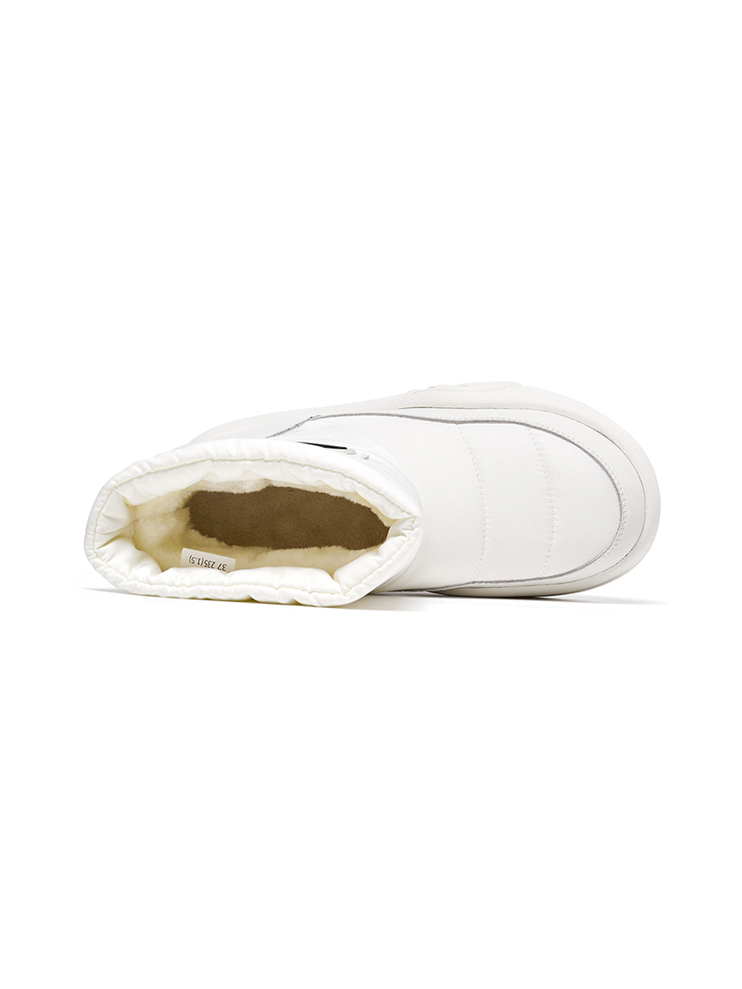White Padded Mid-Calf Snow Boots