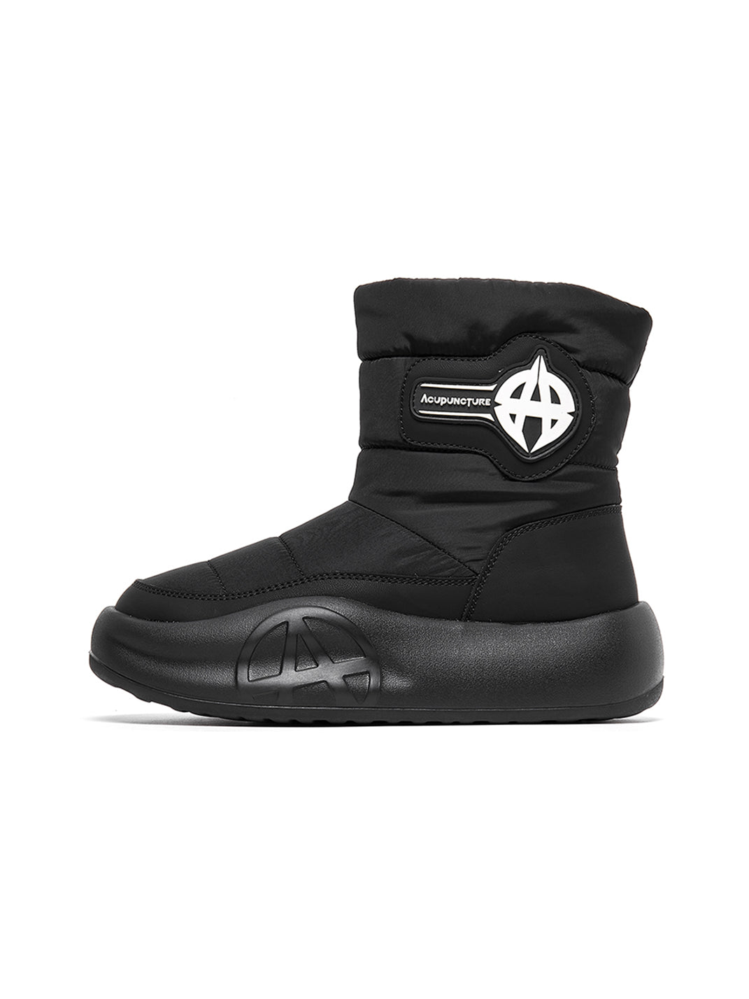 White Padded Mid-Calf Snow Boots