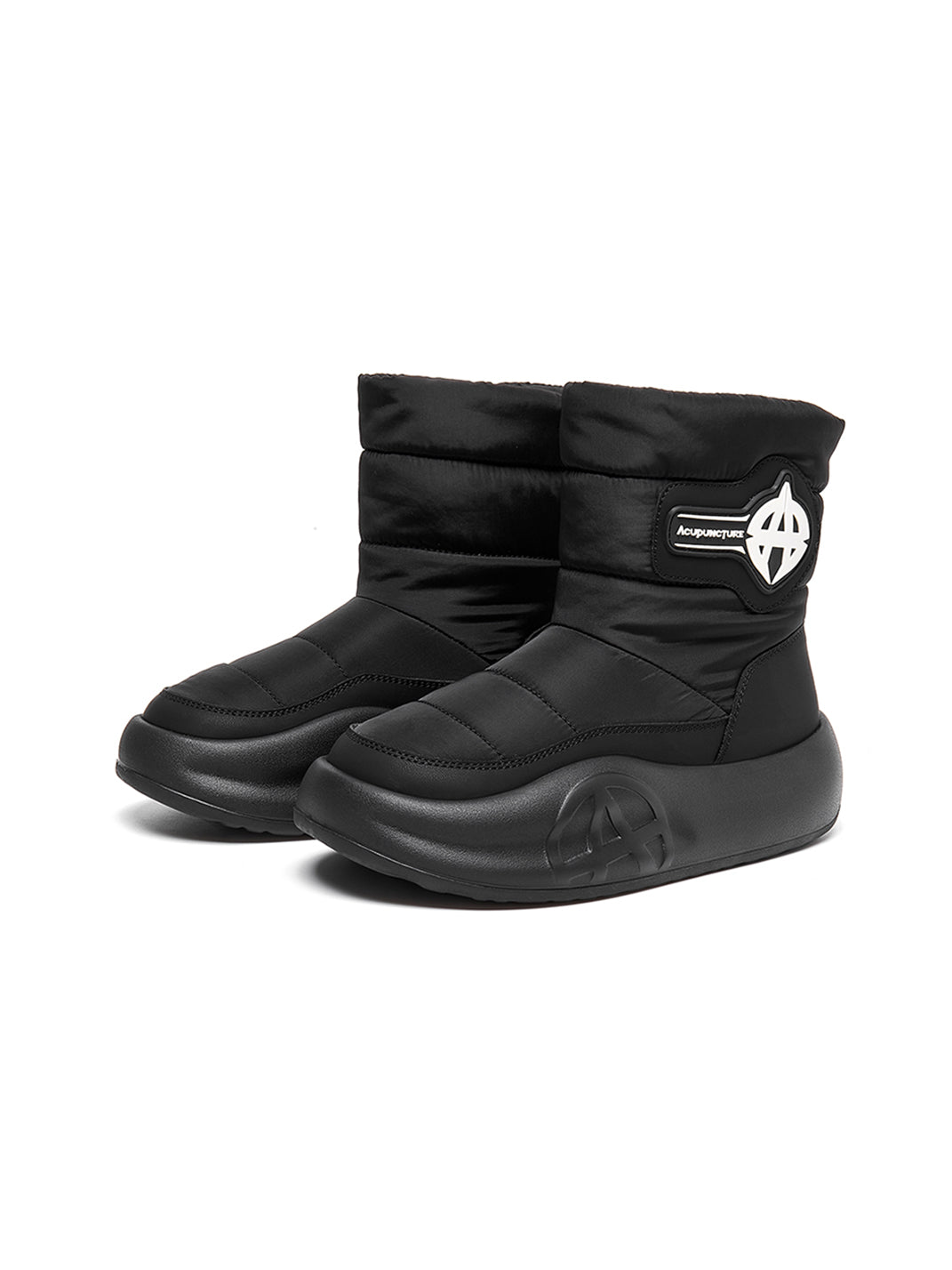 White Padded Mid-Calf Snow Boots
