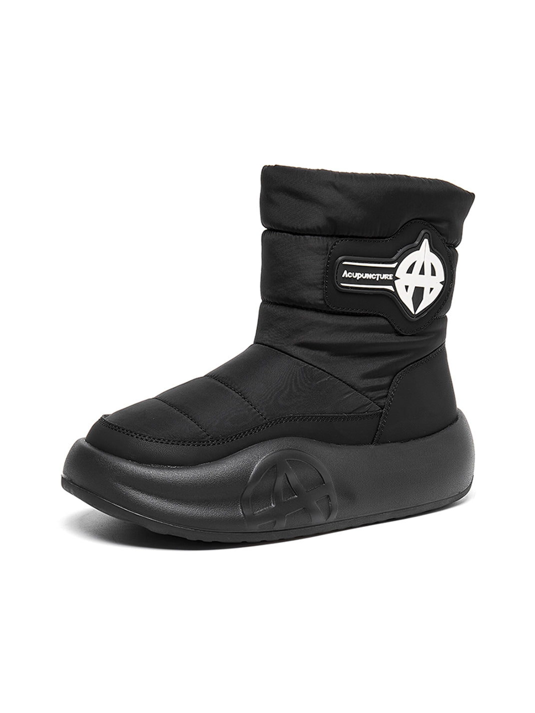 White Padded Mid-Calf Snow Boots