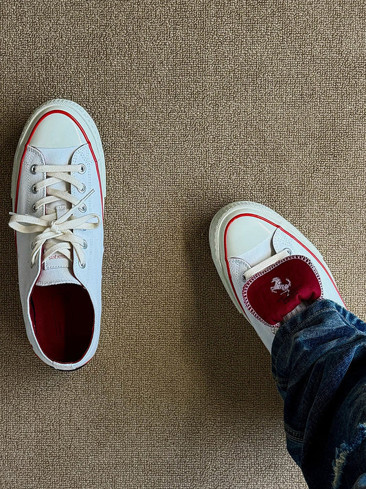 White Racing Stripe Platform Canvas Sneakers