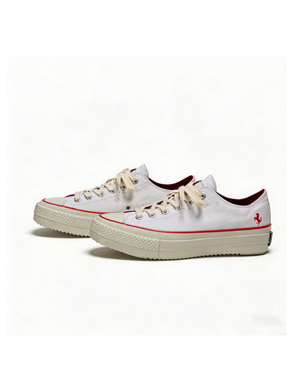 White Racing Stripe Platform Canvas Sneakers