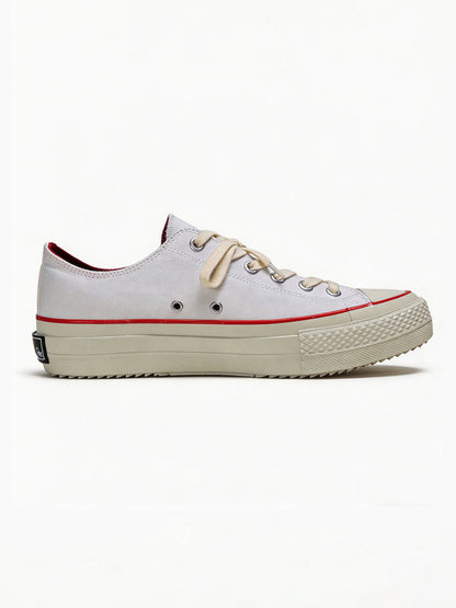 White Racing Stripe Platform Canvas Sneakers