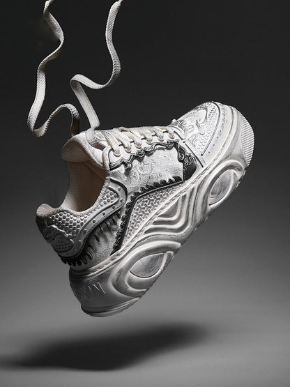 White Wukong Sculpted Platform Sneakers