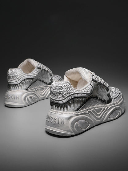 White Wukong Sculpted Platform Sneakers