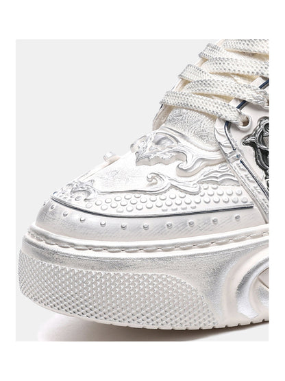 White Wukong Sculpted Platform Sneakers