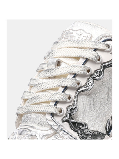 White Wukong Sculpted Platform Sneakers