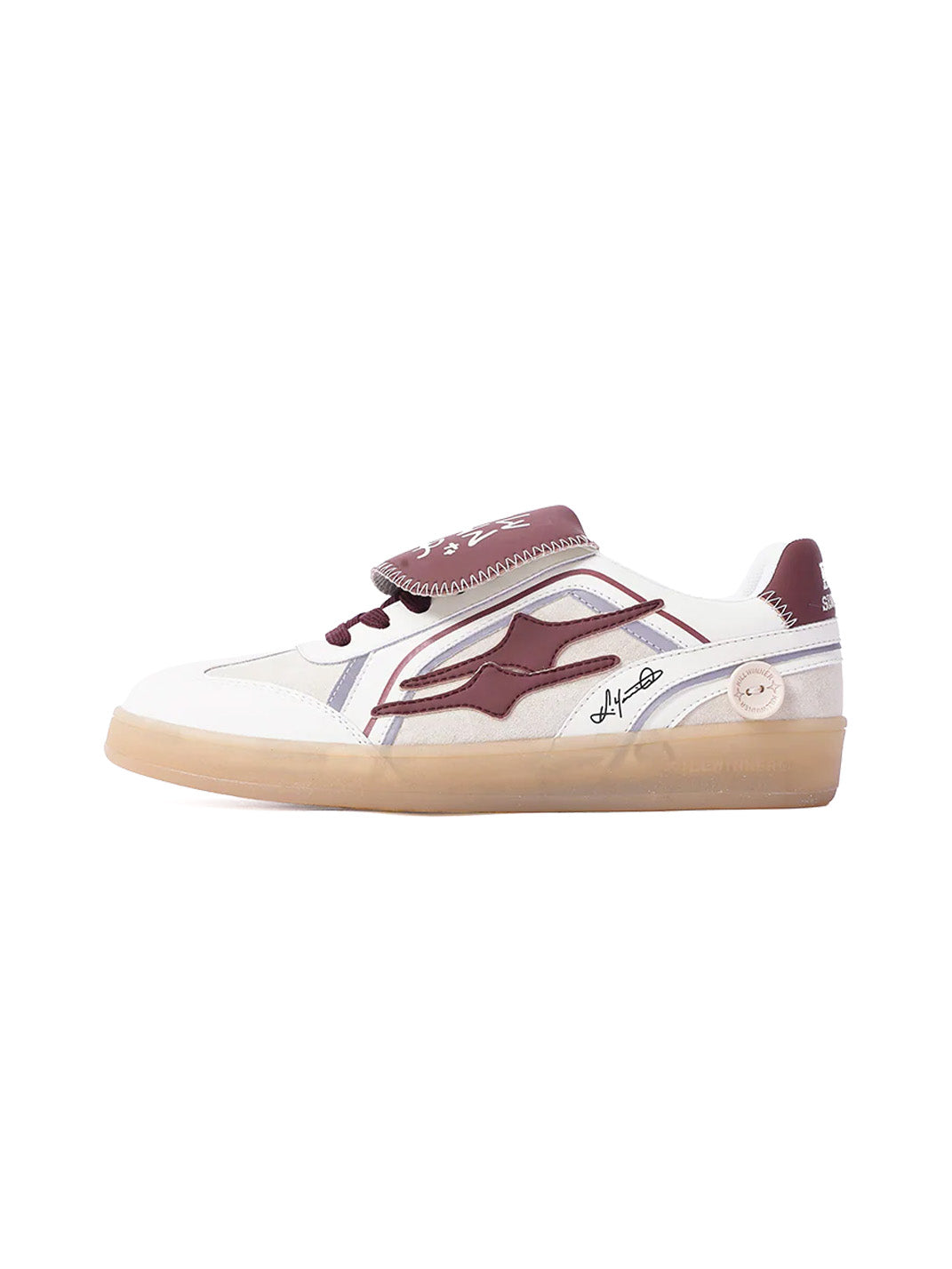 Wine Red Strap Retro Trainer Sneakers
