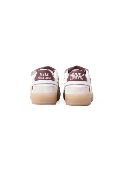 Wine Red Strap Retro Trainer Sneakers