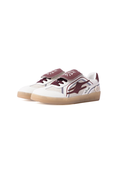 Wine Red Strap Retro Trainer Sneakers