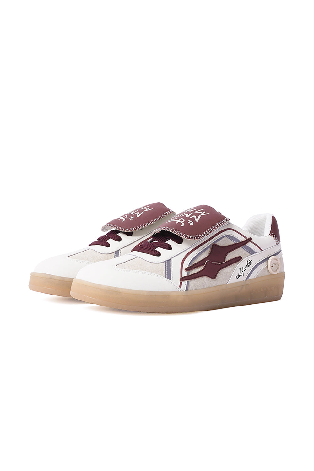 Wine Red Strap Retro Trainer Sneakers