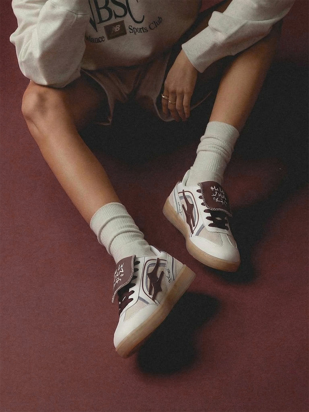 Wine Red Strap Retro Trainer Sneakers