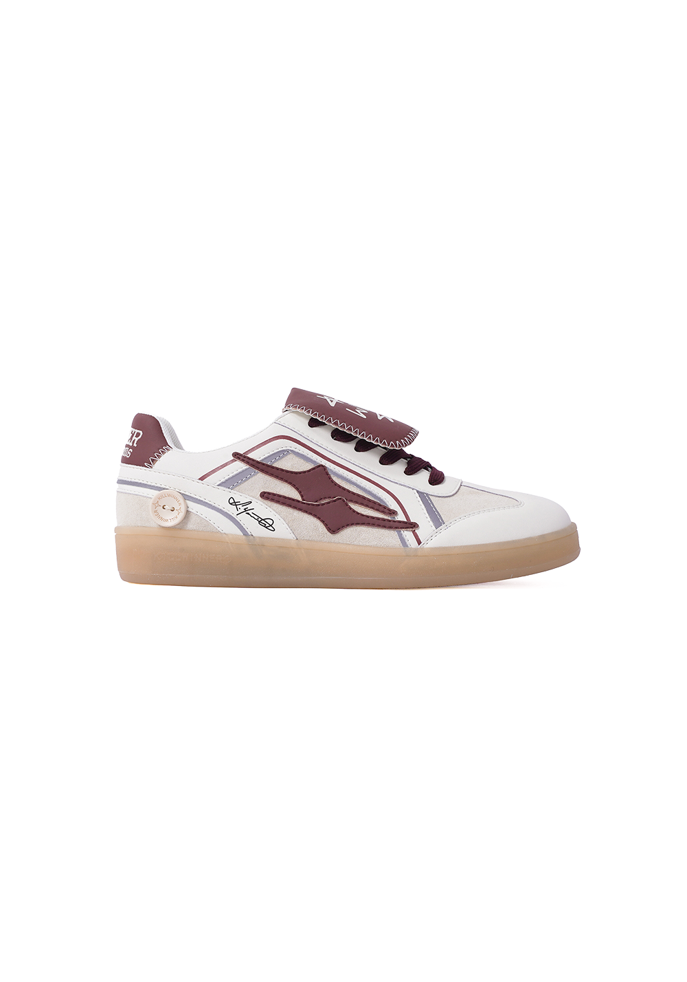 Wine Red Strap Retro Trainer Sneakers