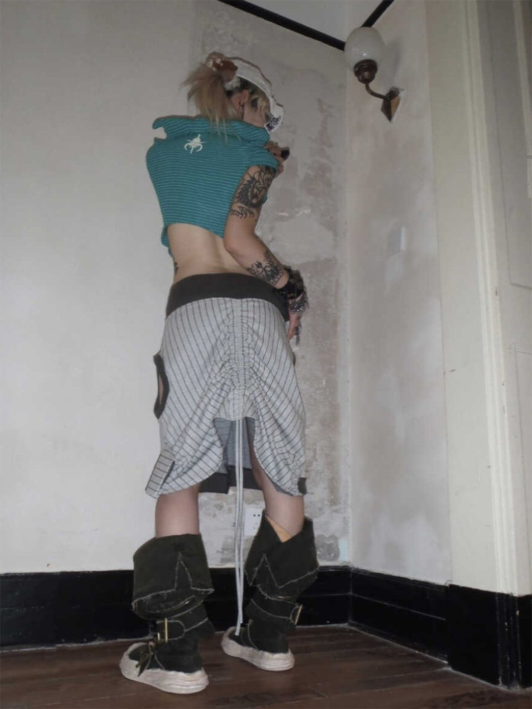 Multi-Wear Distressed Canvas Knee-High Boots