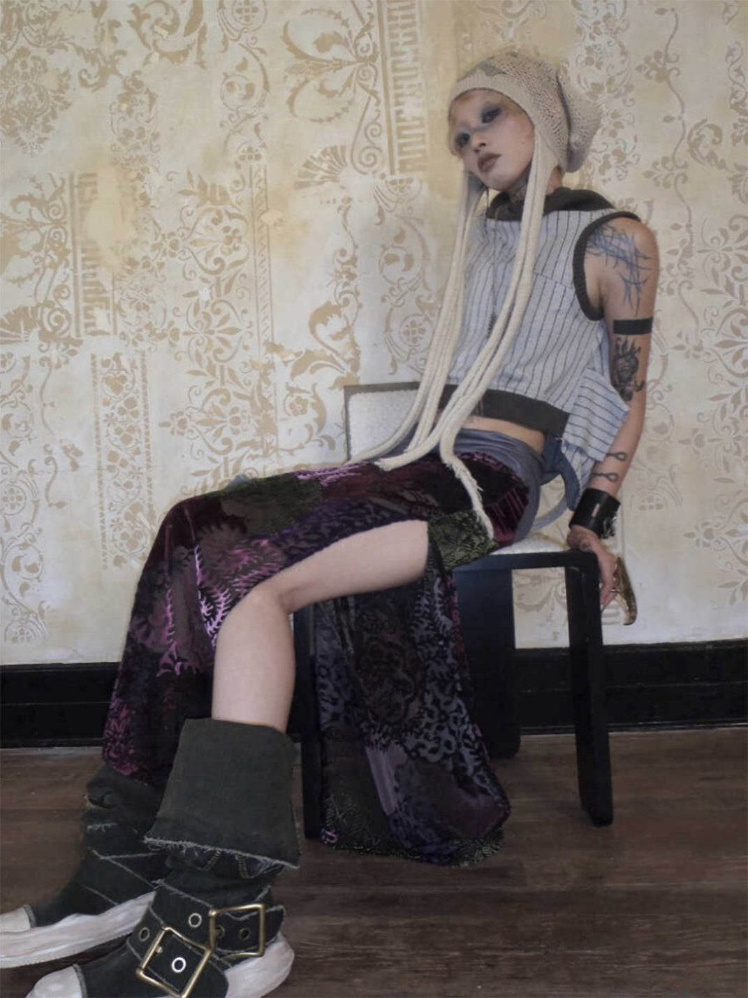 Multi-Wear Distressed Canvas Knee-High Boots