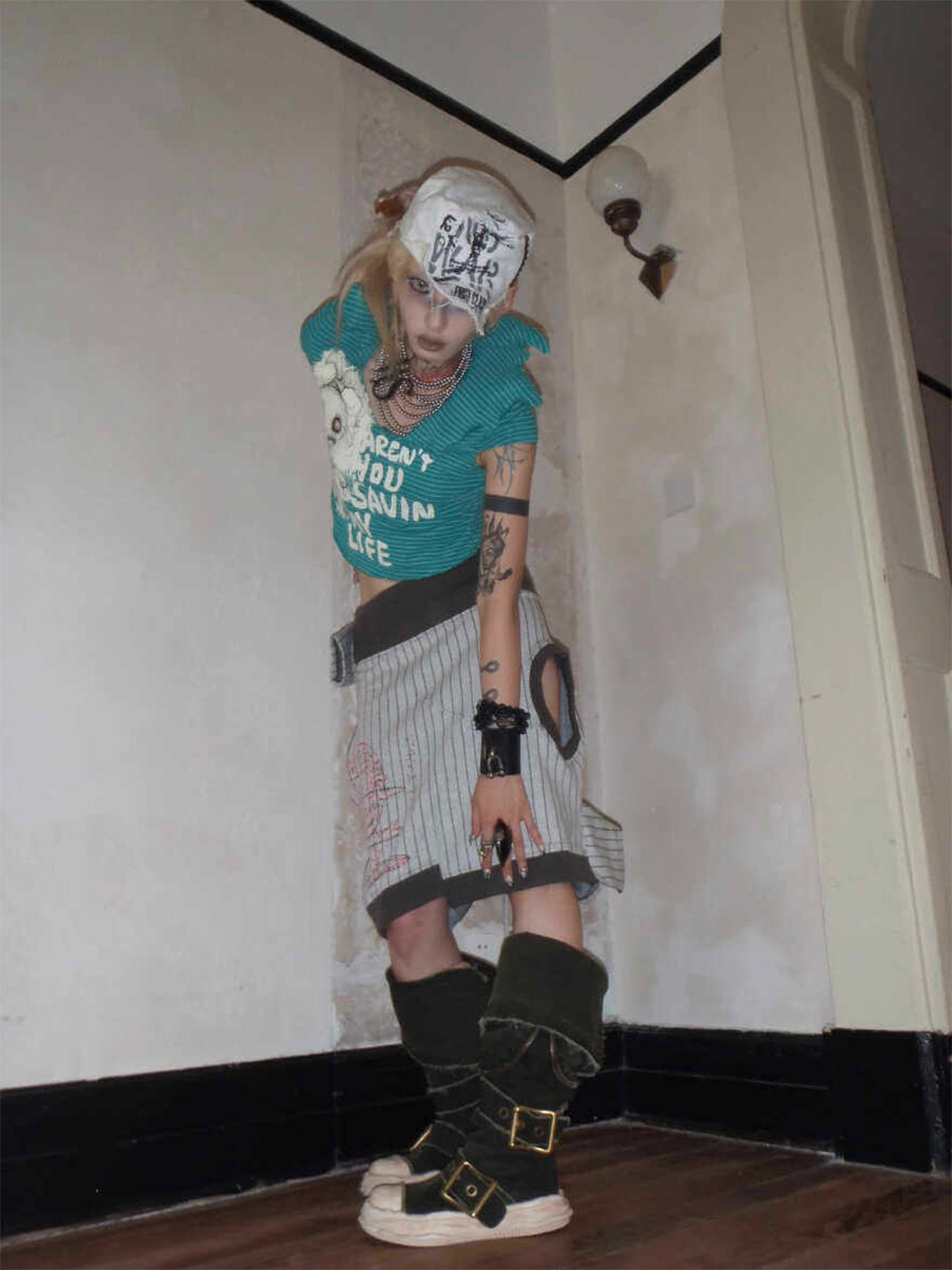Multi-Wear Distressed Canvas Knee-High Boots