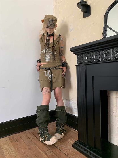 Multi-Wear Distressed Canvas Knee-High Boots